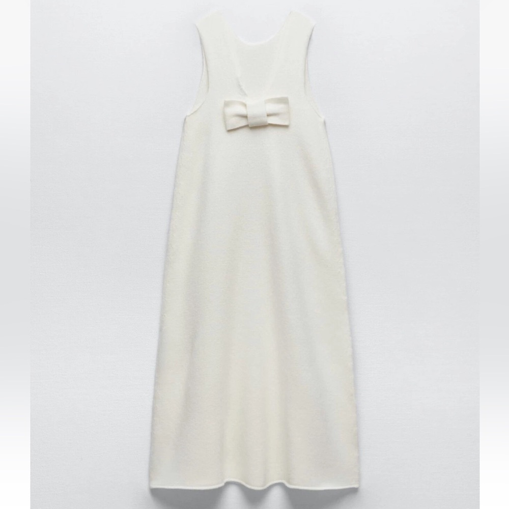 ZARA 100% Wool Ecru Dress Tie Detail Bow 4369/107 NWT - Picture 6 of 8